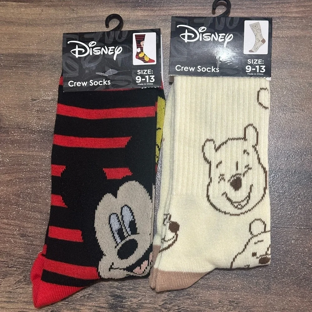 Disney Casual Socks Black and Cream size 9-13
